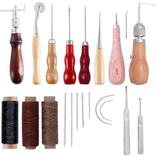 LMDZ Leather Hand Sewing Stitching Saddle Set Craft Punch Carving Work Tools Kit Professional Leather craft Accessories