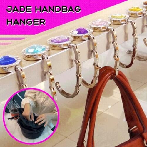 Multi-Use Jade Handbag Hanger Creative Hanging Bag Hook Round Metal Foldable Bag Hanger Desk Side Hook