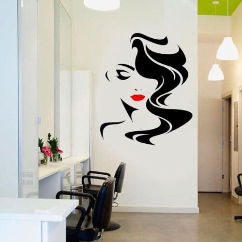 Fashion Girl Beauty Salon Hair Salon Sign Wall Sticker Interior Art Decor Makeup Eyelashes Lips Decal Mural Wall Poster 4692