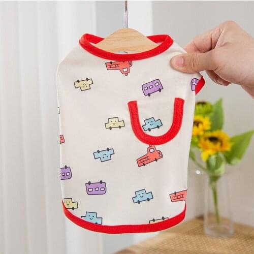 Cartoon Car Dog Clothes Cute Breathable Vest Pet Summer Home Clothes Puppy Soft Pullover Pet Dog Two-legged Clothes S-2XL