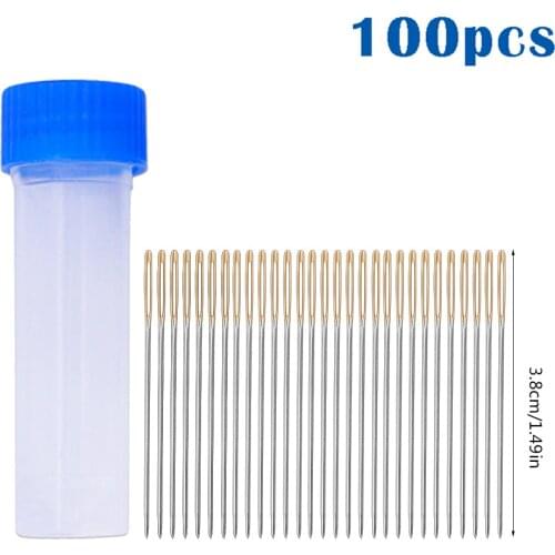 MIUSIE 30 PCS/100 PCS Stainless Steel Golden Tail Embroidery Fabric Cross Stitch Needles Kit Tools Sewing Handmade Needles