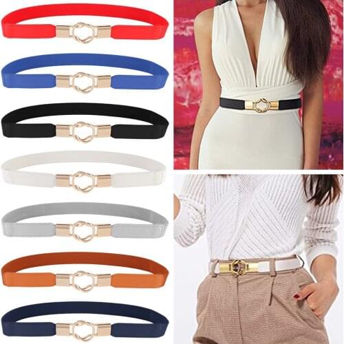 New Women Fashion belt Elastic Waistband Thin Stretch Wrap Buckle Waist Belt Elegant Cummerbunds Leaf Belt for Dress Accessories