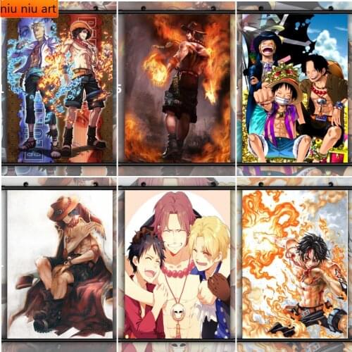 One Piece Portgas D Ace Luffy Anime Diamond Mosaic Diamond Painting Diamond Inlaid DIY Full Diamond Embroidery Home Decoration