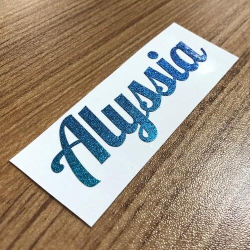 1Pcs Custom Cut Name Sticker Gradient Blue Color Personalised Vinyl Label Glitter PVC Waterproof Tag For Water Bottle Lanch Box