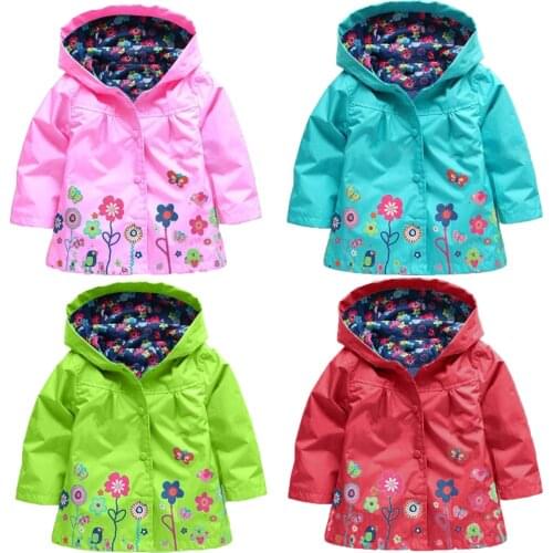 Toddler Cute Girls Raincoat 2021 New Flower Spring Autumn Hooded Coat For Kids High Quality Children Present Outerwear