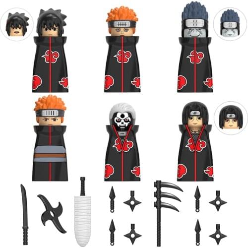 Opp Bag Naruto Akatsuki Members Small Particles Puzzle Assembled Building Blocks Toy Action Figure Doll 6 Childrens Gifts Unisex