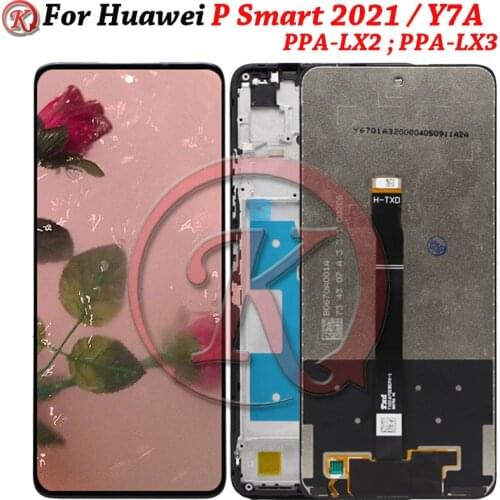 Tested LCD For Huawei P Smart 2021 PPA-LX2 LCD Screen Display+Touch Screen Replacement With Frame For Huawei Y7A PPA-LX3 LCD