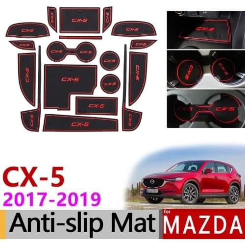 Anti-Slip Rubber Gate Slot Mat Cup Mats for Mazda CX-5 2017 2018 2019 MK2 KF CX5 CX 5 Internal Accessories Stickers Car Styling