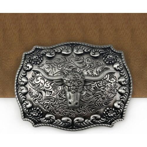 BuckleClub retro zinc alloy western bull head jeans gift cowboy belt buckle FP-03522-1 for men 4cm width loop drop shipping
