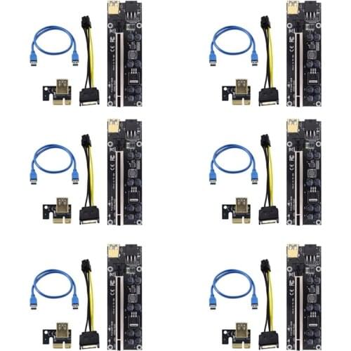 10 Pcs VER009S Plus PCI-E PCIE Riser Card 009S PCI Express Adapter Molex 6Pin SATA to USB 3.0 Cable 1X 16X Extender