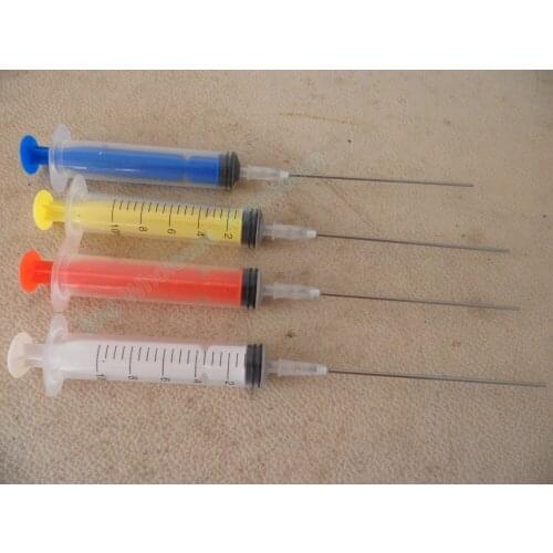 4 colour 10ml/10cc Luer Lock dispensing Syringes with 16G Blunt Tip Fill Needles 10cm long blunt syringe dispensing needles