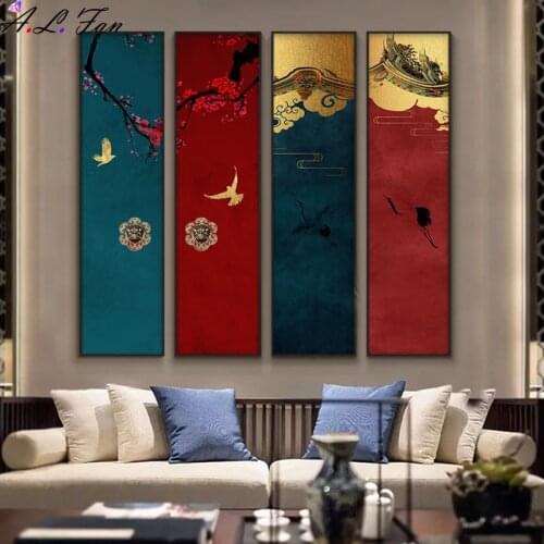Light luxury abstract wall art painting on canvas chinese poster print landscape image aesthetic home decor wall posters