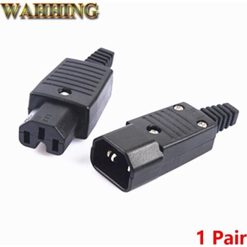 1Pair IEC C14 Plug Male + Female Rewirable Power Connector 3Pin IEC-C14 Socket Computer Power Cable Adapter 10A 250V HY1565