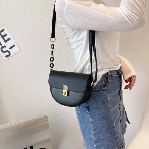 Retro Saddle Bag Simple Crossbody Bags 2021 Women Brand Designer Handbag Trend Fashion Female Bag Vintage Chain Shoulder Bag