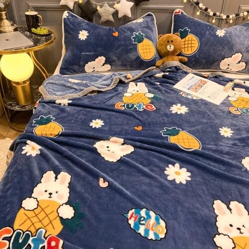 Warm Solid Color Coral Plush Blanket Winter Plush Thickened Flannel Bed Single Flannel Double-sided Plush Blanket Flat Sheet