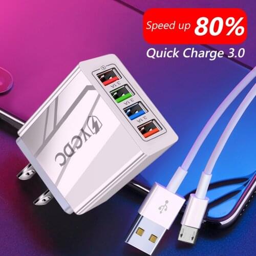 USB Fast Charger Quick Charge 3.0 Universal Wall Mobile Phone Tablet Chargers For iPhone 12 11 Samsung Huawei Charging Charger