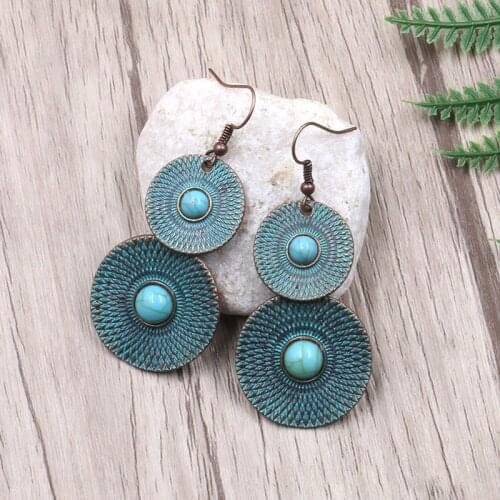 Bohemian Retro Style Indian Earrings Jhumka Earrings For Women Geometric Carved Ethnic Indian Jewelry Earring