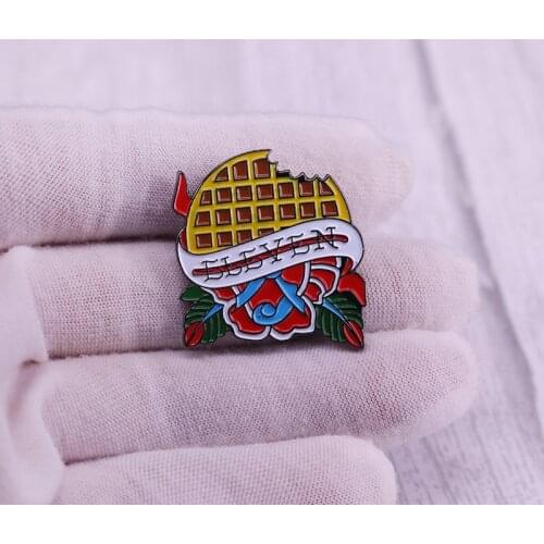 Waffle flower leaves eleven enamel pin Stranger Things lapel brooch For Coat Scarf Sweater Badge