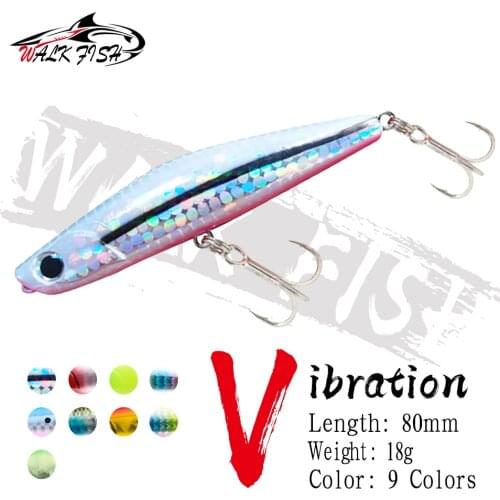 WALK FISH 80MM 18G Fishing Lure VIB 3D Eyes Sinking Hard Bait Wobbler Treble Hook Japanese Quality Professional Pencil Fishing