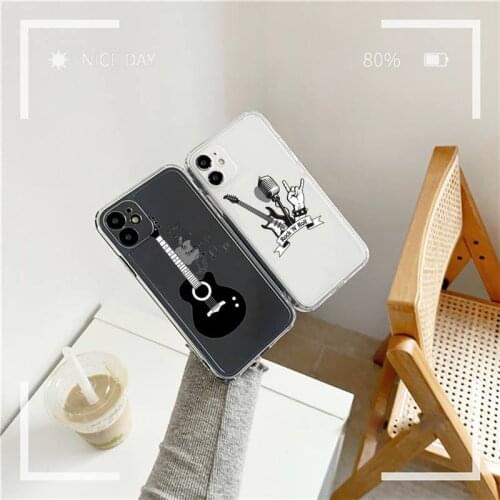 Music violin notes funny Phone Case For iphone 12 11 mini x xs xr pro max 8 7 6s 6 5 5s 5c se plus Transparent soft