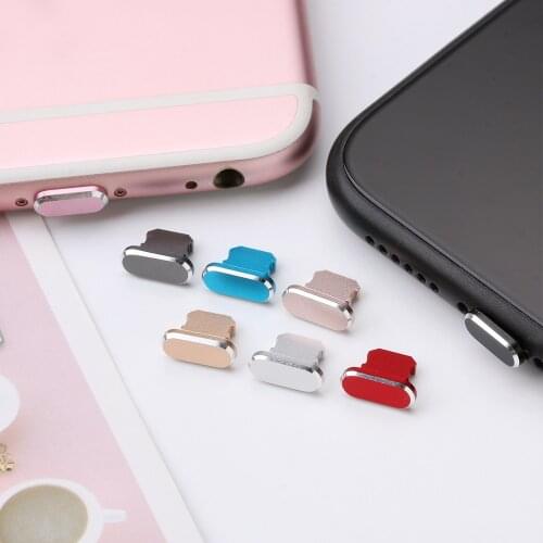 1PC Colorful Metal Anti Dust Charger Dock Plug Stopper Cover for iPhone X XR Max 8 7 6S Plus 10 10 12pro max Plus Cell Phone