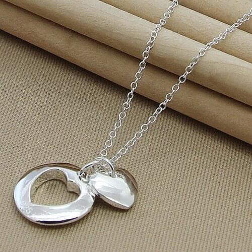 High Quality Romantic Jewelry 925 Silver Necklace Love to Heart Pendant Necklaces For Women Girl Birthday Gift