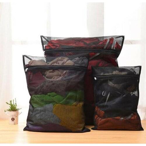 New 1PC Clothes Washing Machine Laundry Bag With Zipper Net Bags 5 Wash Bag Black Sizes Nylon Washing Bra Mesh V6V9