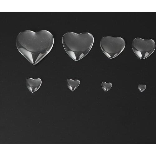10-50pcs Heart Glass Cabochon For Jewelry Making DIY Cameo Setting 6-30mm Transparent Flat Back Glass Bracelet pendant Supplies