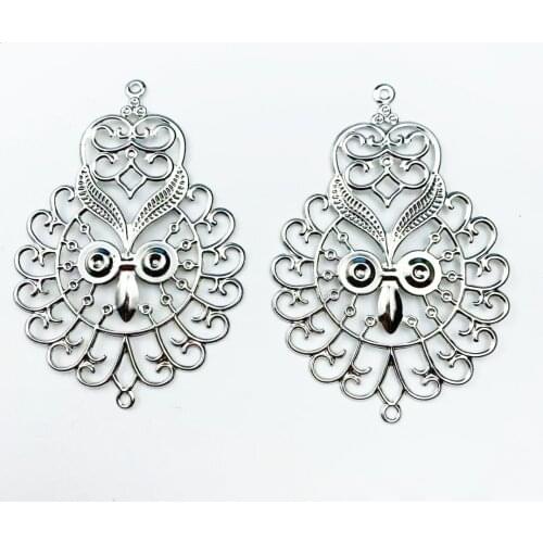 10pcs Filigree Stamping Pendants rhodium Plated Drop Pendants for DIY Earrings Necklace Jewelry