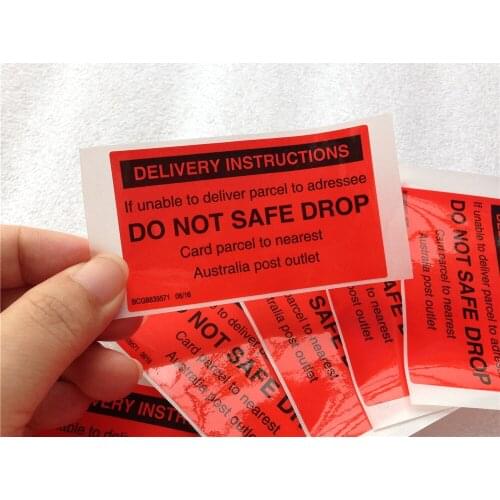 1000pcs Free shipping custom self adhesive shipment labels postal caution paper glossy packing sealing tags stickers 75*45mm