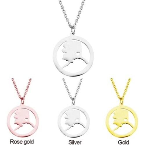 2019 fashion new simple stainless steel map necklace round Alaska pendant men and women jewelry