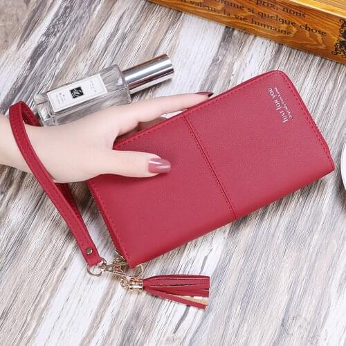 2020 New Style Korean-style WOMENS Wallet Long Multi-functional Tassled Clutch Card Holder Zipper Purse Mobile Phone Bag