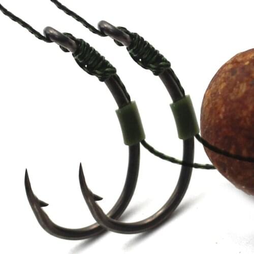 30PCS High Carbon Steel Carp Fishing Hook PTFE Carp Coarse Barbed Hook For Carp Fishing Hooklink Hair Rigs Accessories Tackle