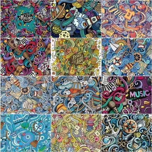 5D Diy Diamond Embroidery Mosaic Cartoon Music Record Painting Full Rhinestone Colorful Picture Wall Art Home Bedroom Decoration