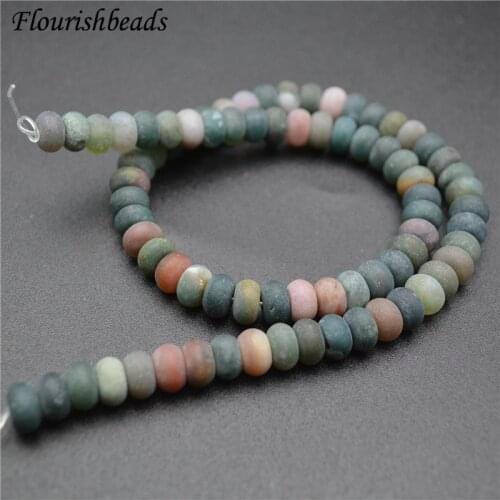 5x8mm Natural Mix Colors India Agate Gemstone Rondelle Spacer Stone Matte Loose Beads Jewelry Making 1 Strand