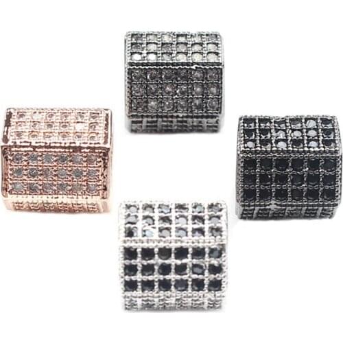 8*8mm Fashion Metal Brass Micro Pave Crystal CZ Columnar Hexagon Space Beads for Jewelry Making DIY Bracelet 3pcs/lot
