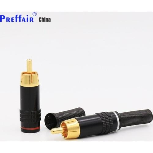 8pcs Copper RCA Plug Audio Male Connector with Metal Spring Connector Red and White