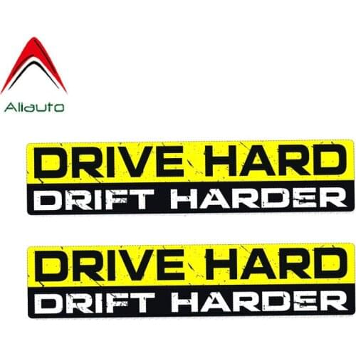 Aliauto 2 X Warning Car Sticker Drive Hard Drift Harder Decal Accessories PVC for Subaru Forester Octavia Skoda Fabia,15cm*3cm