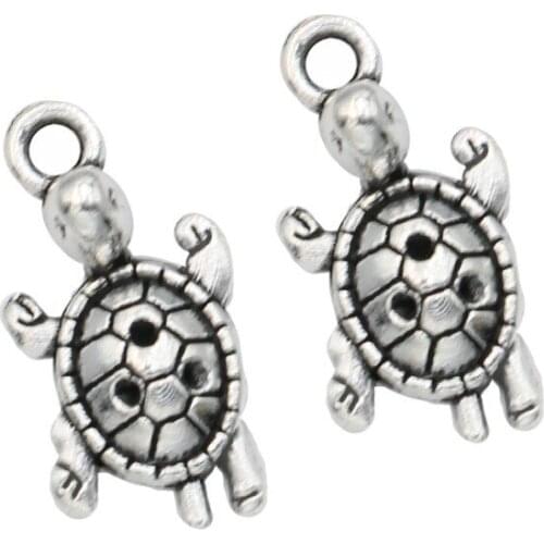 Turtle Charms Antique Silver Plated Charms Pendants for Jewelry Making Bracelet DIY Handmade Craft 22x13mm 20pcs/lot