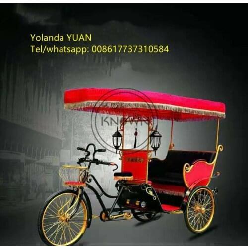 Hot Selling Pedal Tricycle Rickshaw Electric Pedal Three Wheel European Carriage Russian Wedding Car Parade Bike