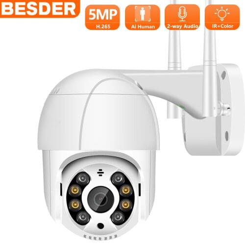 BESDER 5MP 3MP FHD WiFi Camera Humanoid Detection Auto Tracking CCTV IP Camera Full Color IR Night Vision SD Card Cloud Storage