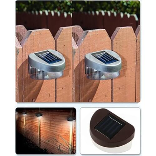 2LED Brown Solar Fence Light Fence Light Outdoor LED Garden Decorative Wall Light Use Garden Park Outdoor