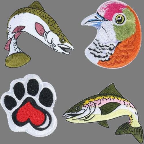 Colorful Bird Animals Patches Full Embroidered Fish Decorate Patch Iron on Jeans/Jackets Bag/Clothes Stickers