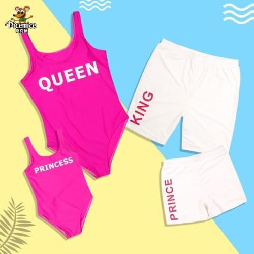 Family Look Swimsuit Mother Daughter Swimwear One Piece Dad Son Beach Shorts Mommy And Me Matching Clothe Lover Couple Beachwear