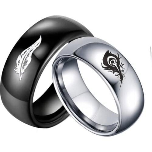 Fashion LOL Game Lovers Ring Rakan and Xayah Couple Rings Titanium SteelStainless Steel Feather Ring Valentines Day Gift Ring