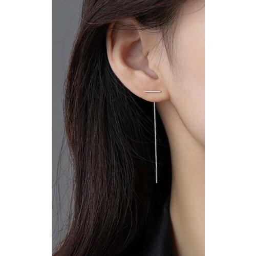 Fashion Tassel Earrings Chain For Women 2021 Long Silvery Color Statement Ear T-shaped Pendant Earrings 7.2cm Elegant Jewelry