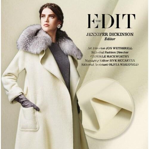 Milk White Wool/ Cashmere Fabric For Winter Garment Coat W1H09