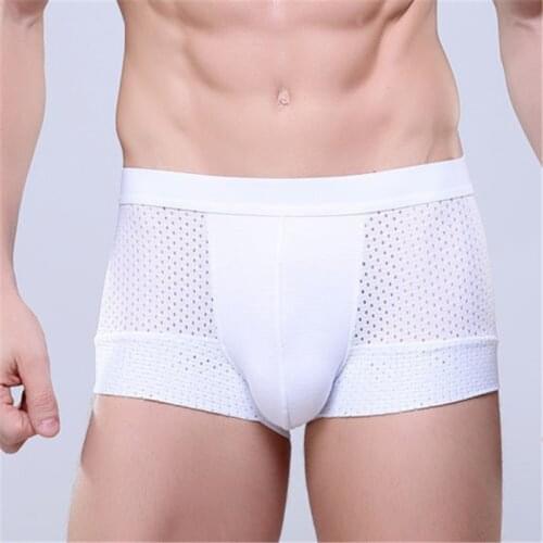 New Men Breathable Mesh Sexy Underwear Boxer Shorts Bulge Pouch Underpants Breathable