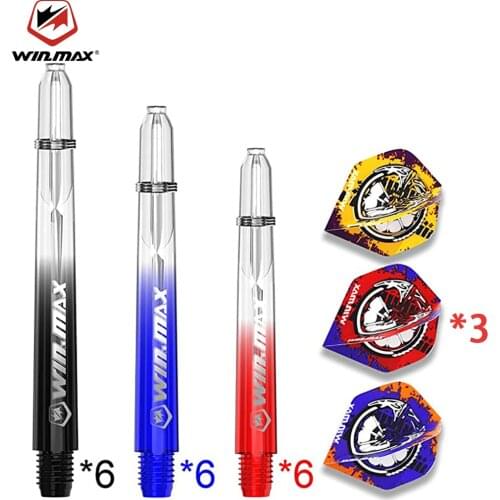 WINMAX 18PCS Darts Shafts Set Transparent Gradient Plastic PC Screw Thread Dart Stems Dart Flights For Steel And Soft Dart