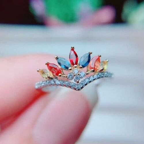 Natural Garnet/Topaz/Sapphire S925 Sterling Silver Ring Fine Fashion Weddings Luxury Jewelry for Women MeibaPJ FS